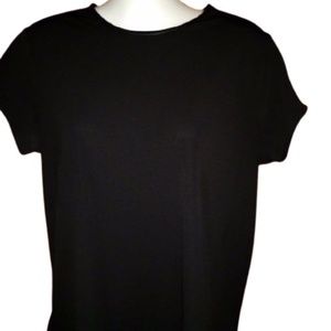 Lauren Ralph Lauren S short sleeve black top gold zipper leather look tr…